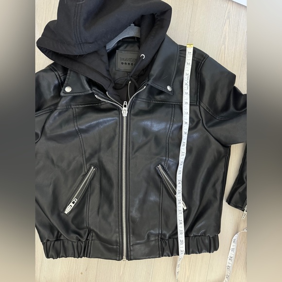 BLANKNYC Faux Leather Bomber Jacket with Removable Hood in Bankroller Size L - Picture 14 of 15
